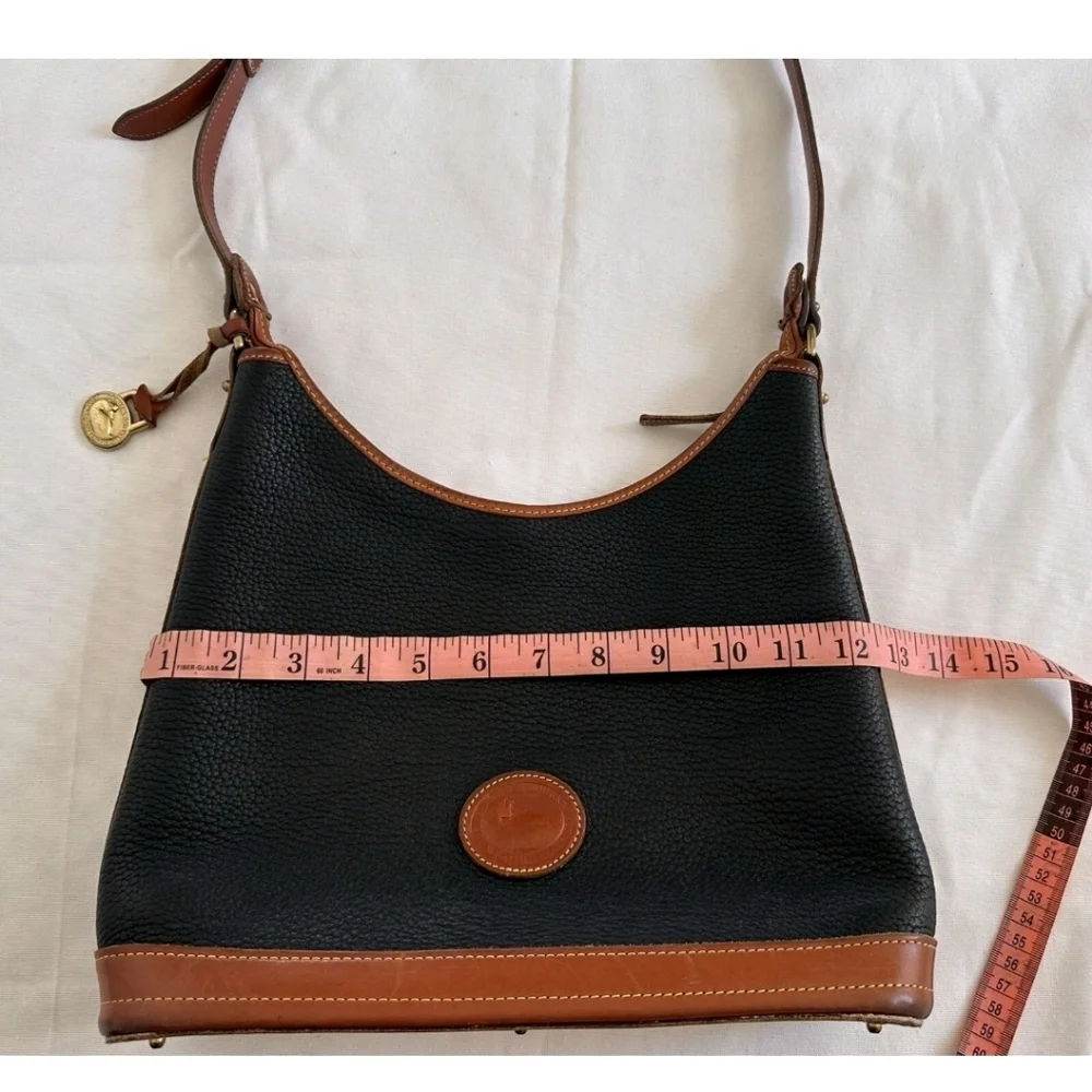 Vintage 80s Dooney And Bourke Hobo Shoulder Bag All Weather Leather Black USA